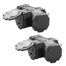 Qitim 610840958685 2 Pack Outdoor Plug Outlet Splitter 3 Way Outlets Power Extender With Safe