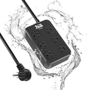 Ipx6 Qiyuan 755752621866 Outdoor Power Strip Waterproof Surge Protector With 6 Wide