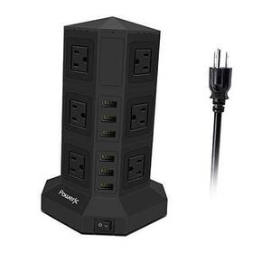 Tdc4u9001-4 Qj Tower Power Strip Surge Protector Socket 12 Ac Outlets Smart 6 Usb 3-layer