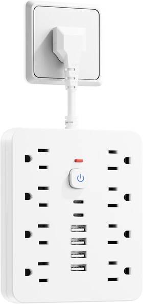 Qkp 445038653645 Extension Cord With Multiple Outlets Flat Plug Power Strip 8 And 4 Usb-a