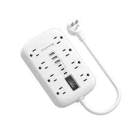Quasarcheuk 768447819332 Short Extension Cord 1 Ft Small Power Strip Flat Outlet Extender Surge Protecto
