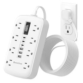 804c Quasarcheuk Flat Plug Power Strip With Usb Ports - Extension Cord 3ft 8 Ac Outl