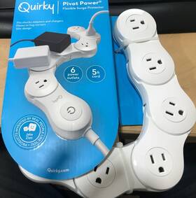 Quirky 888255215062 Pivot Power Flexible And Adjustable 6 Outlet Surge Protector Strip White