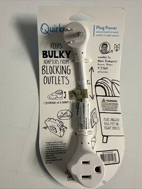 Quirky 888255215482 8 Inch Plug Extension Power Cord - White