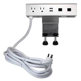 Qvs 445008946913 Adjustable Desk Mount Dual-power Outlets With Dual-usb 3.5 Amp Charger And Dual