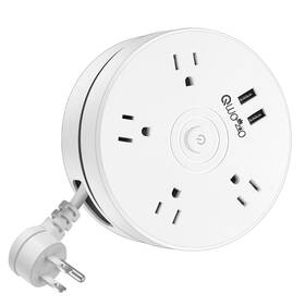 Qwozueo 790901187084 Travel Power Strip Surge Protector 5ft Retractable Extension Co