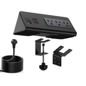 Qzukoy 027685610003 Upgraded Version Edge Mount Power Strip With Usb-c Ports Tabletop Surge Prote