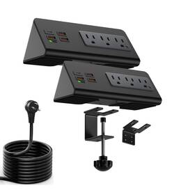 Qzukoy 027685610010 Upgraded Version Edge Mount Power Strip With Usb-c Ports Tabletop Surge