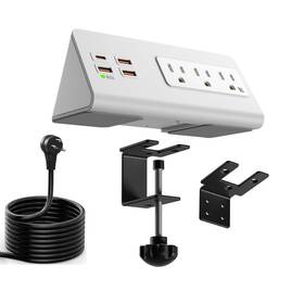 Qzukoy 027685610027 Upgraded Version Edge Mount Power Strip With Usb-c Ports Tabletop Surge Prote