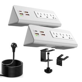 Qzukoy 027685610034 Upgraded Version Edge Mount Power Strip With Usb-c Ports Tabletop Surge Prote