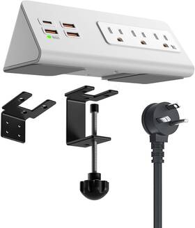 Qzukoy 445016112171 Power Charge Station Edge Clamp Mount With Usb-c Ports Tabletop Surge Protector
