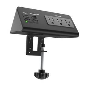 Qz-usb-003 Qzukoy Power Charge Station Edge Clamp Mount With Usb-c Ports Tabletop Surge Black