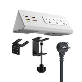 Qz-usb003-w Qzukoy Power Charge Station Edge Clamp Mount With Usb-c Ports Tabletop Surge Protect