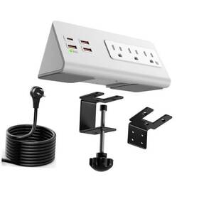 Sh001-tr-pro Qzukoy Upgraded Version Edge Mount Power Strip With Usb-c Ports Tabletop Surge