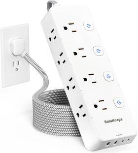 Ratakoapa 445023597596 10 Ft Surge Protector Power Strip - 8 Ac Outlets 4 Usb Ports Flat Plug