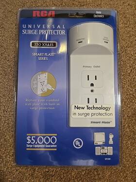 Rca 079000319108 Surge Protector Universal Smart Plate Series 330 Joules New