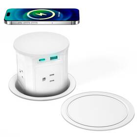 Redcomets 744173799704 Pop Up Countertop Outlet With 15w Wireless Charger Max 20w Usb