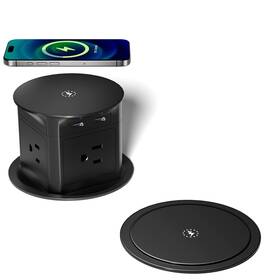 Redcomets 744173799810 Pop Up Countertop Outlet With 15w Wireless Charger Max 20w Usb