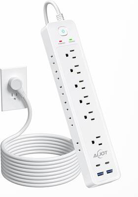 Ajp-16in1-1500j-us Replacify 5 Feet Surge Protector Power Strip With 12 Outlets And 4 Usb Ports For Iphone 15