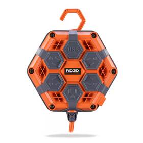 Ridgid 711181728446 8 Ft. Cord 5-outlet 2 Usb-a Power Hub