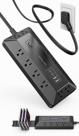 1800j Rivhillx 782570878745 Surge Protector Power Strip With Usb Ports 2 A And Pd 20w 6 Ft P