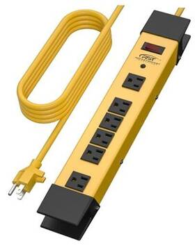 Jug021 Rocket Socket Technology 6-outlet Metal Heavy Duty Power Strip Surge Protector With 15 Ft