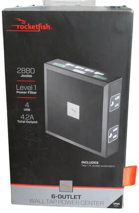 Rocketfish 22-28b - Premium 6 Outlet/4 Usb Wall Tap 2880 Joules Surge Protector Black