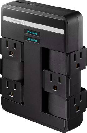 Rf-hts2624 Rocketfish Rocketfish- 6-outlet/1-usb/1-usb-c Swivel Wall Tap 2 100 Joules Surge Prote