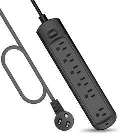 Romatico 729921441449 Power Strip Surge Protector Socket 6 Outlets For Multiple Devices 4 Ft Flat