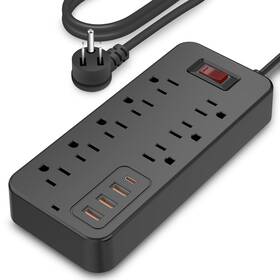 Romatico 823627179061 Extension Cord Surge Protector Power Strip - Flat Plug Braided Bar With