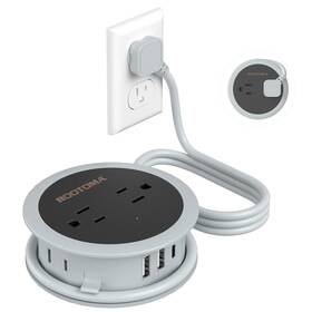 761-4a3u-g Rootoma Travel Power Strip With Usb Ports 4 Ft Winding Flat Plug Extension... Fast Ship