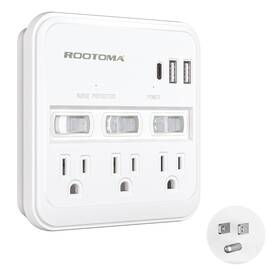Aub09fdnv8f7 Rootoma Usb C Multi Plug Outlet Surge Protector With Individual Switch Wall Char
