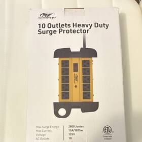 Rst Crst-10olt Heavy Duty 10-outlet Surge Protector 2800j 120v 15a 10ft Yellow/black
