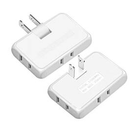 Prong180 Runparts 706316965636 3 Way Flat Wall Outlet Extender 2 Degree Portable Prong 2pack White