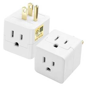 La-21 Runparts Multi Plug Wall Outlet Extender 3 Adapter Prong 2pack White