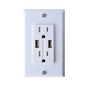 S850 Rv Designer 601320138505 Dual Ac Outlet With Cover And 2 Usb Charging Ports - White