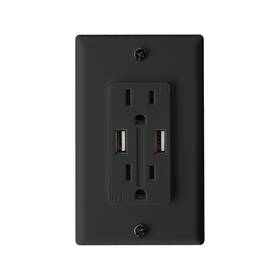 S860 Rv Designer 601320138604 Ac Dual Outlet With Cover And 2 Usb Charge Ports Black