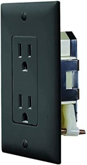S817 Rv Designer Collection Self Contained Dual Outlet With Cover Plate Black Ac Electri