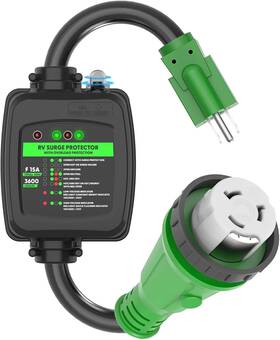Rgac1550l-os Rvguard Surge Protector 50 Amp To 110 Volt Rv Adapter Cord 15m/50f Locking