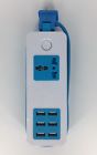 S-619 Generic 6 Usb Power Strip W 1 Universal Outlet 5 Foot Supply Sky Blue A6