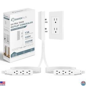 B0cpfm54nt Sakerplus Power Strip Outlet Extender With 3 Ac Outlets And 5ft Flat Plug - Child Safe