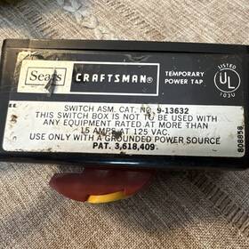Sears Craftsman 9-13632 Power Tap With On/off Switch 1 Outlet 125v 15a