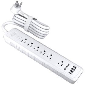 Sharp 049353009131 Power Strip With 6 Surge Protected Outlets And 4 Fast Charge Usb 3 Usba