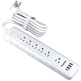Cdjk1936 Sharp Power Strip With 6 Surge Protected Outlets And 4 Fast Charge Usb