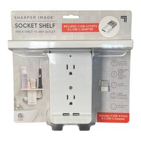 1-usbc Sharper Image 740275058442 Socket Shelf 6 Outlets With 2-usb Ports And Adapter
