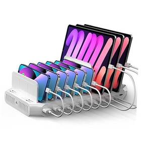 Ps120c200y6000m Shenzhen Flypower Technology Co Ltd Usb C Charging Station 120w 10 Port Type Organizer For White