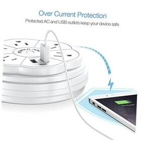 Shenzhen Rihuida Electronics Co. Ltd 313055086081 Retractable Power Strip 5 Outlet Flat Plug With Smart Usb Ports And