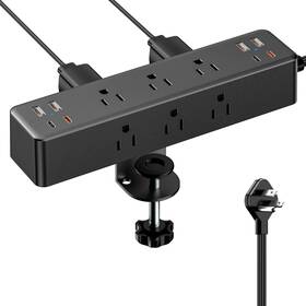 Shenzhen Xianfeng Tongle Technology Co.ltd 445057348386 Flat Plug Desk Clamp Power Strip 10ft 40w Total Fast Charging Station Dual Pd