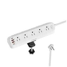 Zn-mg10a-k1 Shenzhen Zuo Niu Electrical Technology Co. Ltd. Desk Clamp Power Strip Pd 20w 6ft Flat Extension Cord With Multiple Outlets