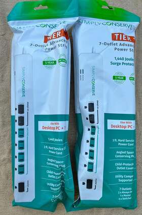 Sc73t1 Simply Conserve Lot Of 2 Energy Saving 7-outlet Advanced Power Strips New Sealed